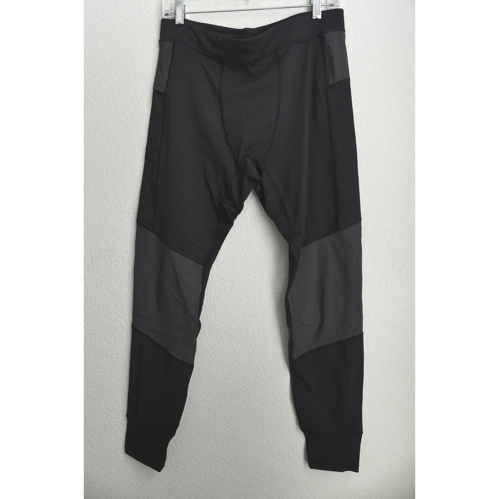 Eddie Bauer FreeCool Mens Running Compression Leggings Tights Large Black Gray